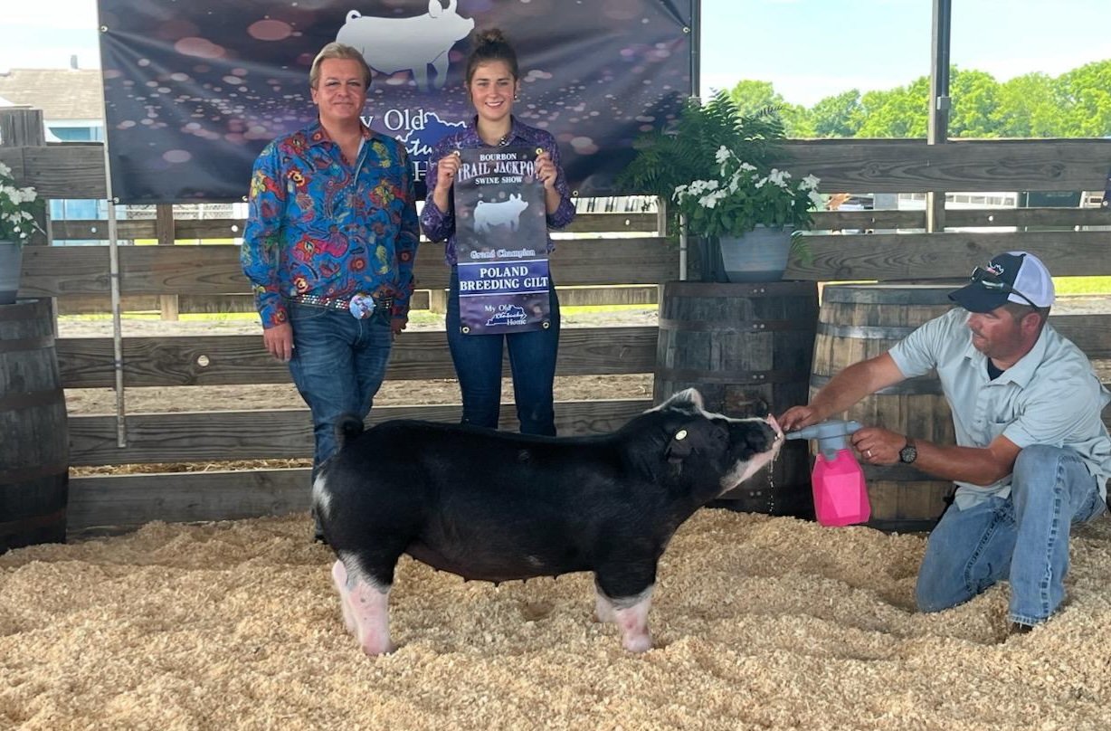 Champion Poland gilt — 2026 Bourbon Trail Jackpot, Kentucky — Shown by Hayley Germann